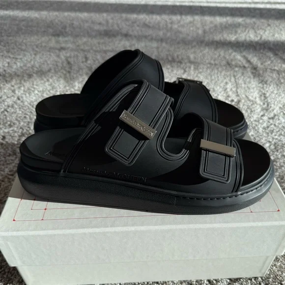 Alexander McQueen Men's Hybrid Slides Size 45/12Black and Silver